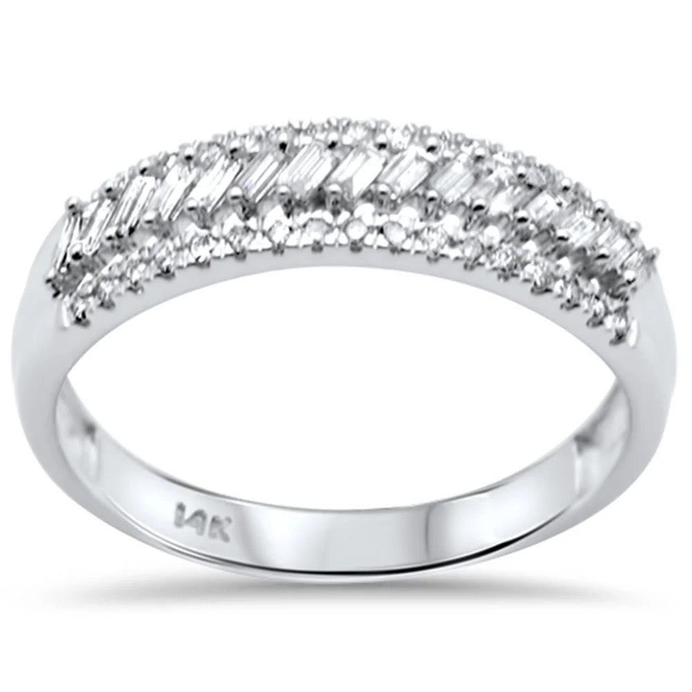 .54ct G SI 14K White Gold Round & Baguette Diamond Ring Band