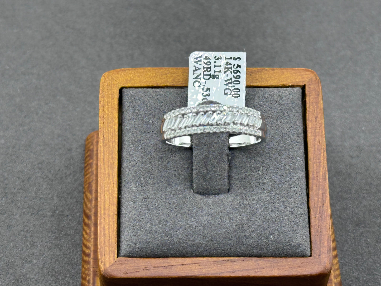 .54ct G SI 14K White Gold Round & Baguette Diamond Ring Band