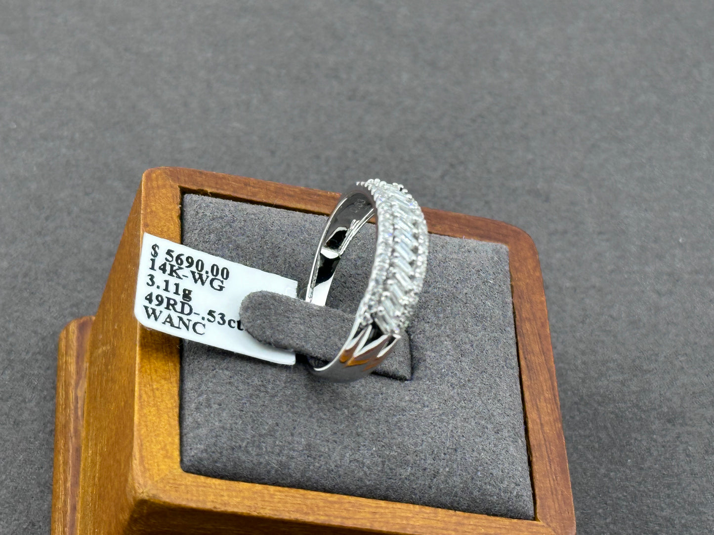 .54ct G SI 14K White Gold Round & Baguette Diamond Ring Band