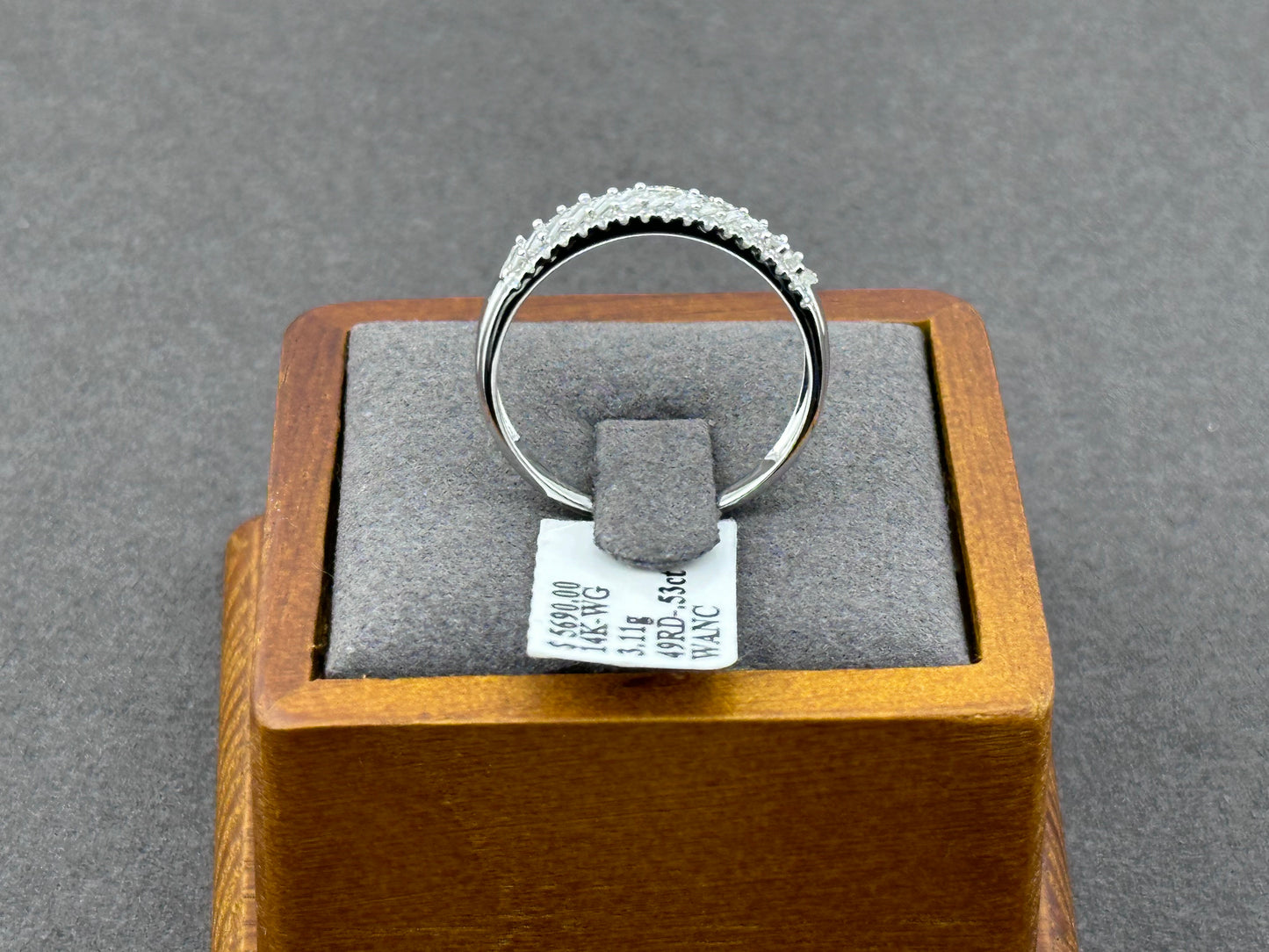 .54ct G SI 14K White Gold Round & Baguette Diamond Ring Band