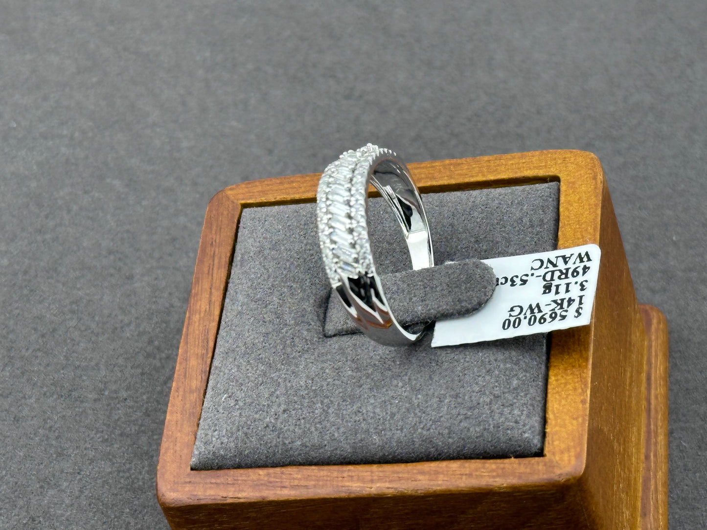 .54ct G SI 14K White Gold Round & Baguette Diamond Ring Band