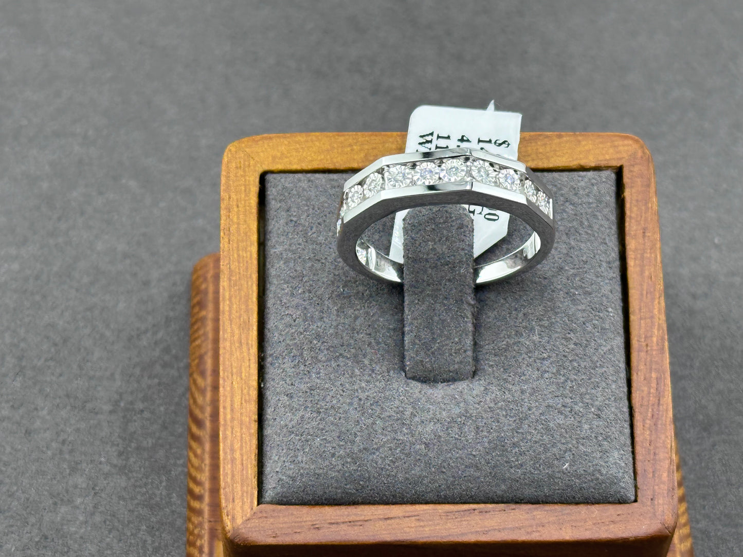 .13ct 14K White Gold Diamond Men's Ring Band Size 10