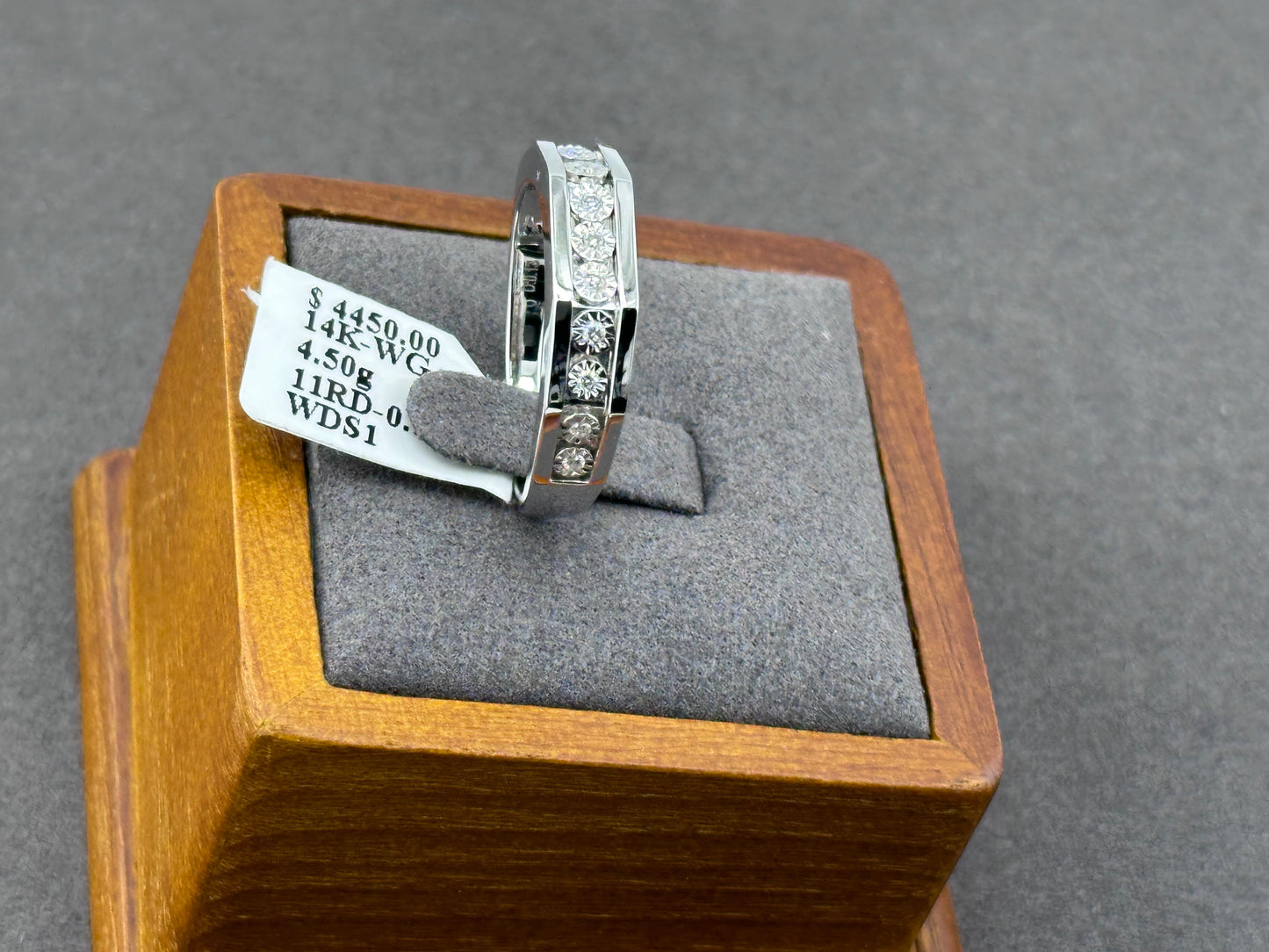 .13ct 14K White Gold Diamond Men's Ring Band Size 10