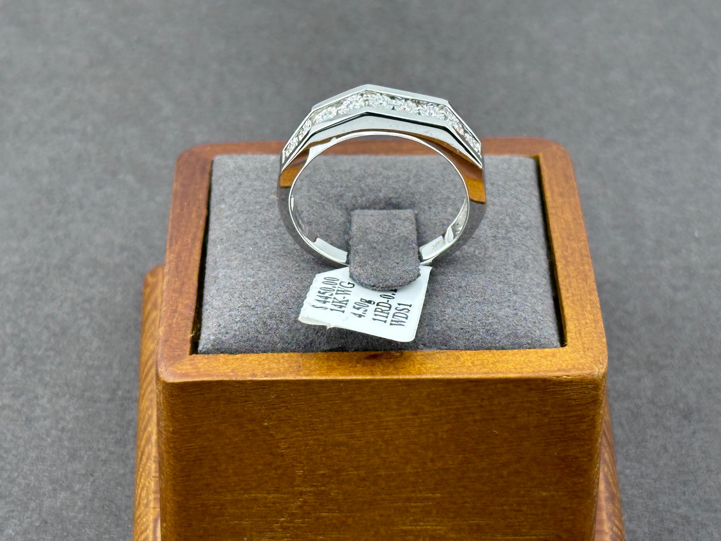 .13ct 14K White Gold Diamond Men's Ring Band Size 10