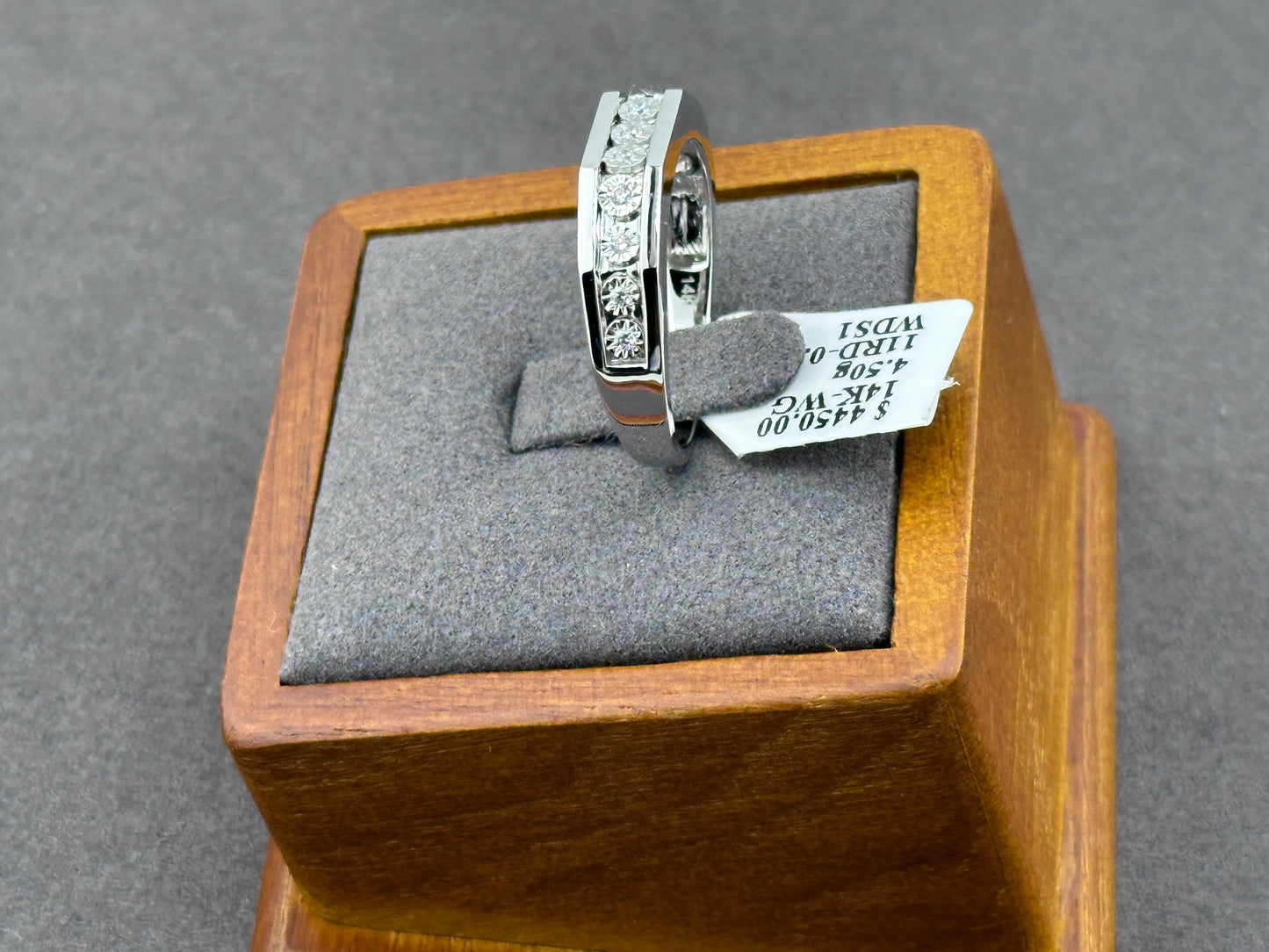 .13ct 14K White Gold Diamond Men's Ring Band Size 10