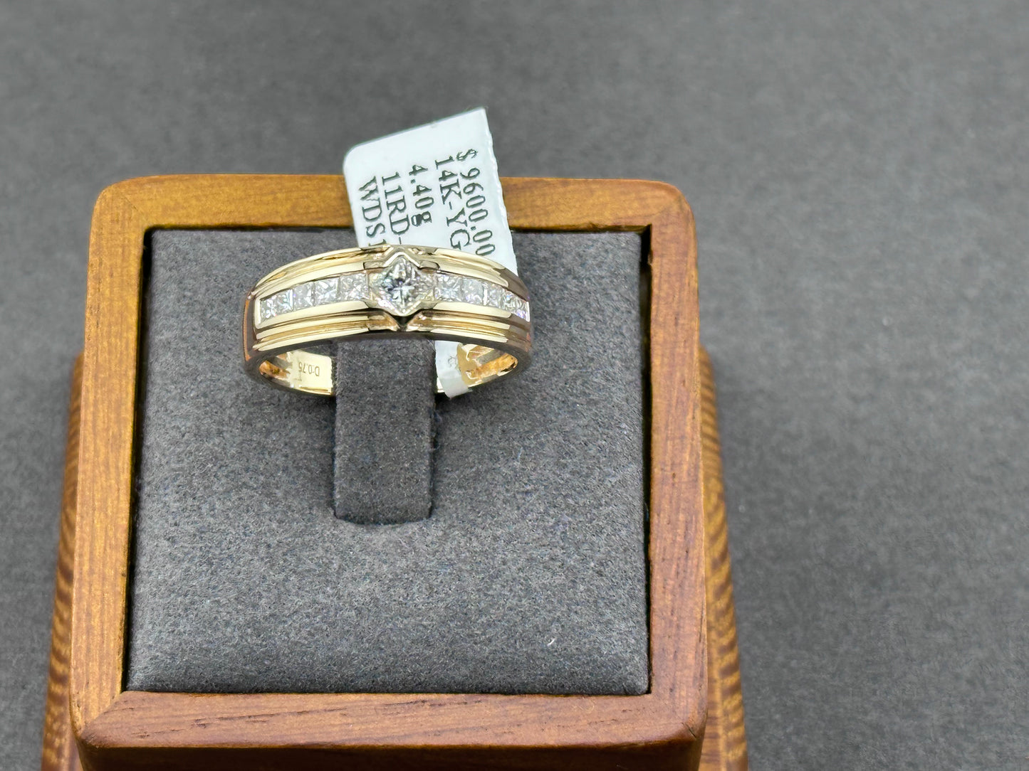 .73ct F SI 14K Yellow Gold Diamond Men's Band Ring