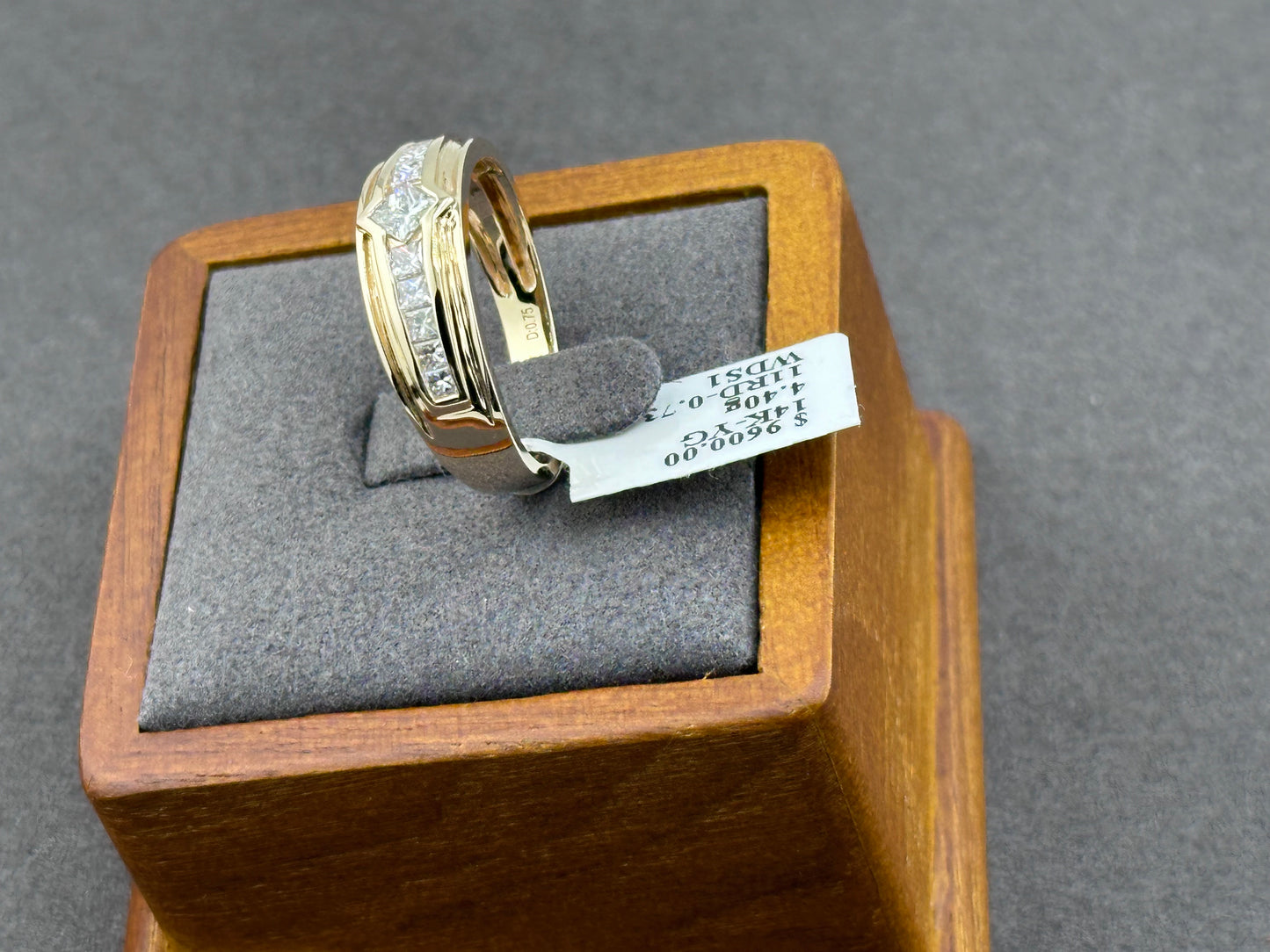 .73ct F SI 14K Yellow Gold Diamond Men's Band Ring