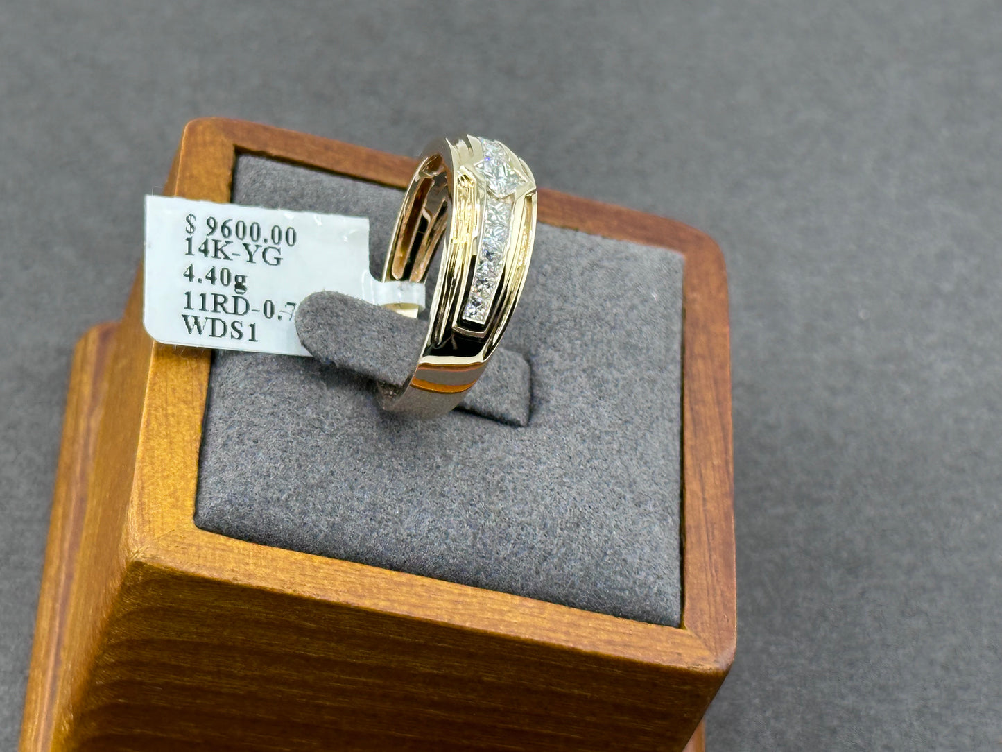 .73ct F SI 14K Yellow Gold Diamond Men's Band Ring